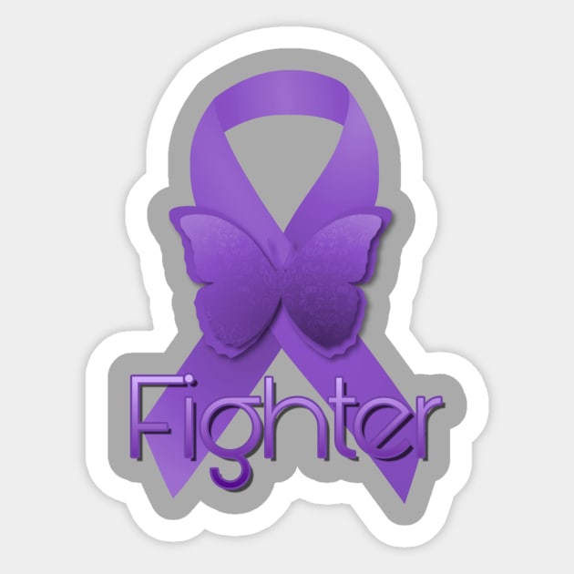 Purple Awareness Ribbon Fighter Sticker by AlondraHanley